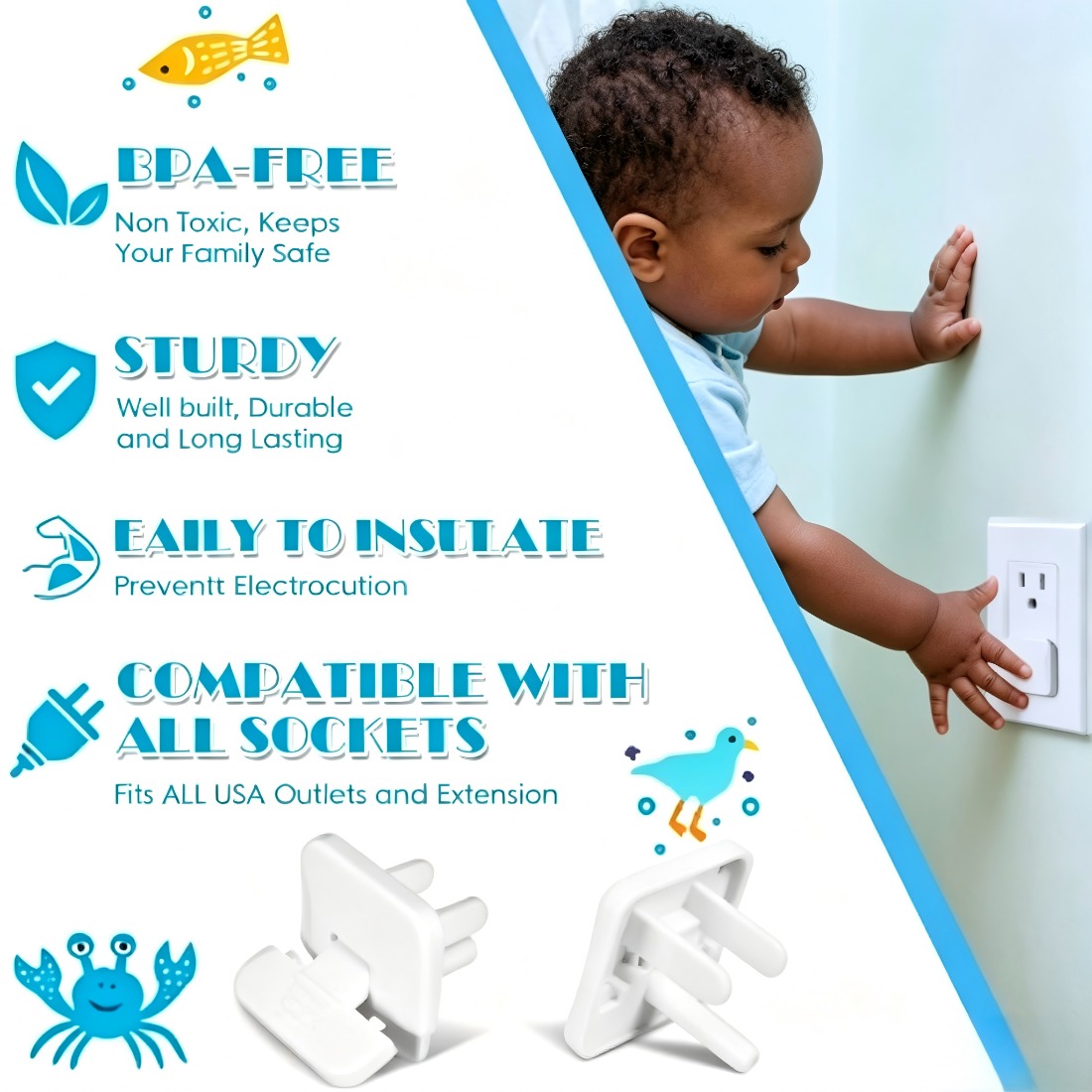 38 Pcs White Plastic Childproo - đánh giá và giá Outlet Cover Baby