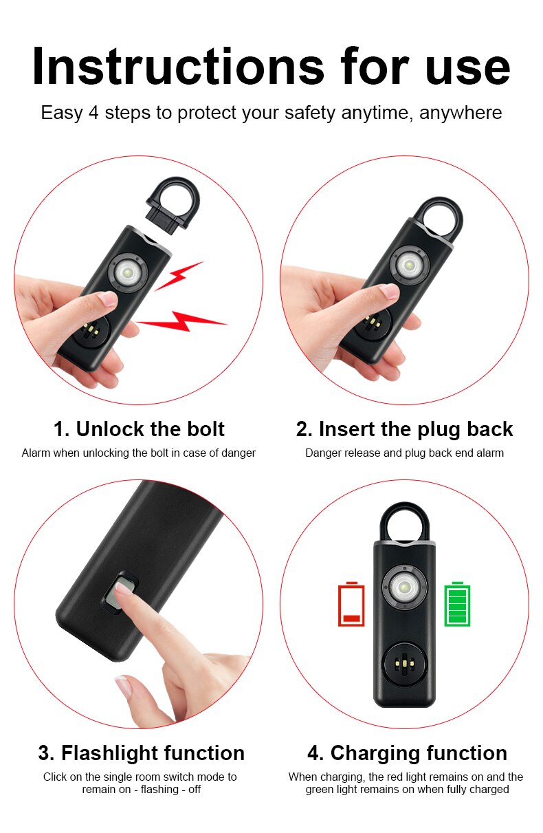 Women's 130dB Personal Safety  - đánh giá và giá Personal Alarm Keychain
